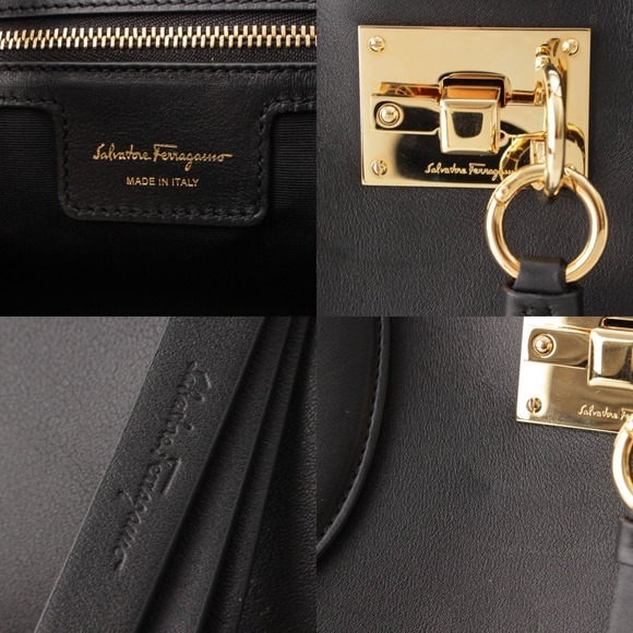 Salvatore Ferragamo x with strap black Gancini tote bag - Picture 7 of 9